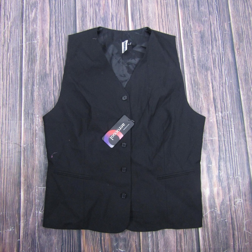 Cintas Vest Mens‎ M Black 3 Piece Aerocool Stretch 4-Button Suit Waistcoat